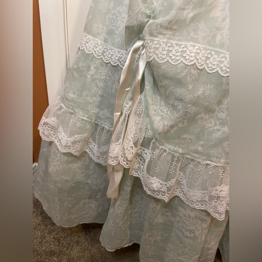 Gunne Sax Victorian Vintage 1970s Blue Floral Lace Dress in Size 5 *Rare* - Picture 7 of 16